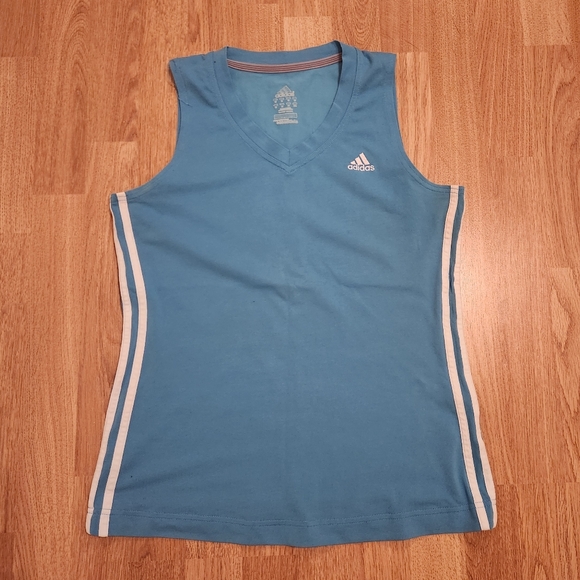 Adidas Training Active Stretch V-Neck Tank Top Turquoise Blue Medium - Picture 1 of 13